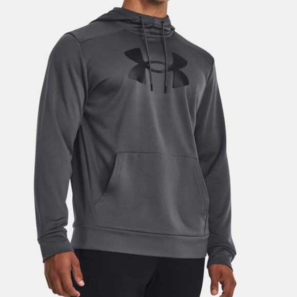 Under Armour Hoodie Gray Mens L Logo Loose Fit Pullover Activewear Sweatshirt - Picture 2 of 9